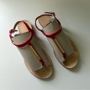 Calvin Klein Samira Red and Gold Hardware Sandals Women’s Size 8